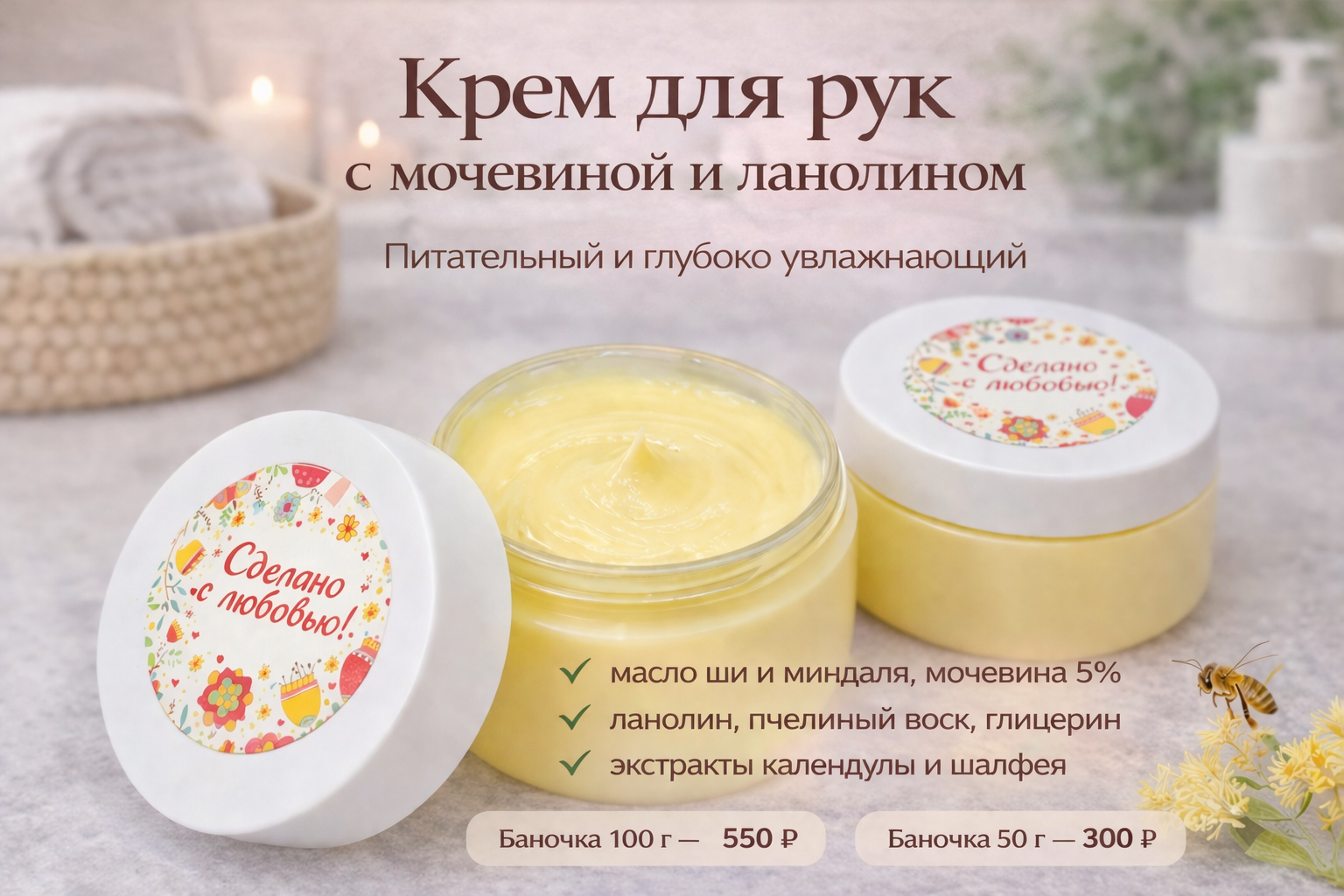 Крем для рук с мочевиной и ланолином